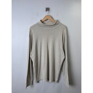 Buck Mason Men Beige Service Rib Turtleneck Cotton Long Sleeve Shirt XL